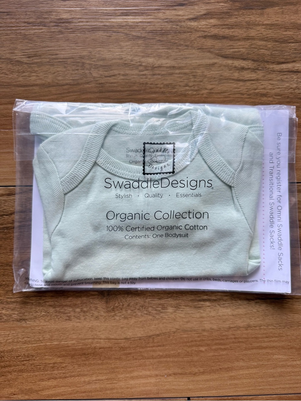 SwaddleDesigns Organic Collection 3M Mint Baby Bodysuit 100% Certified Organic